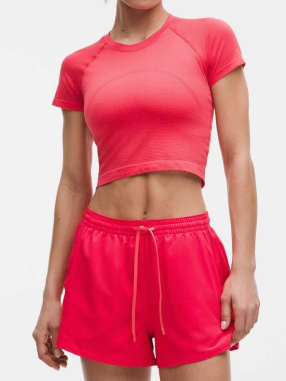 Lululemon Swiftly Tech Cropped Tee 2.0 Women's Size 2 Red Glow Workout